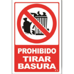 LETRERO CH 20X30 CM PROHIBIDO TIRAR BASURA