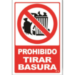 LETRERO GDE 40X60 CM PROHIBIDO TIRAR BASURA