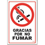 LETRERO MED 30X46 CM GRACIAS POR NO FUMAR